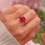 Ellibelle Jewellery 1930s Synthetic Ruby 18ct Gold Solitaire Ring (4.90ct)