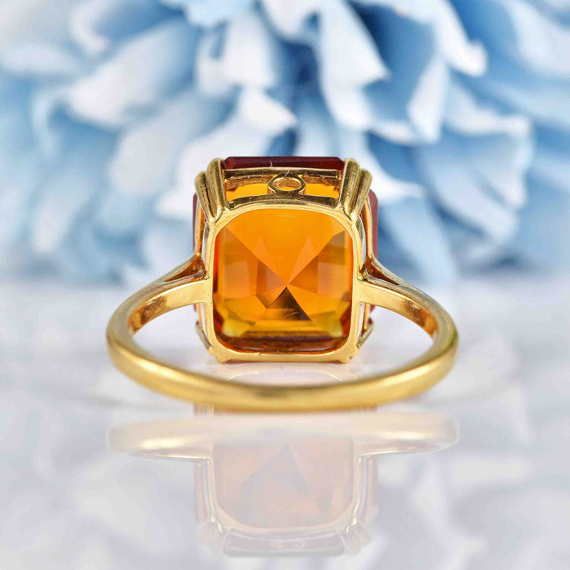 Ellibelle Jewellery 1940s Citrine 18ct Gold Solitaire Dress Ring (5.75ct)