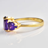 Ellibelle Jewellery Amethyst 9ct Gold Pear-Shaped Trilogy Ring