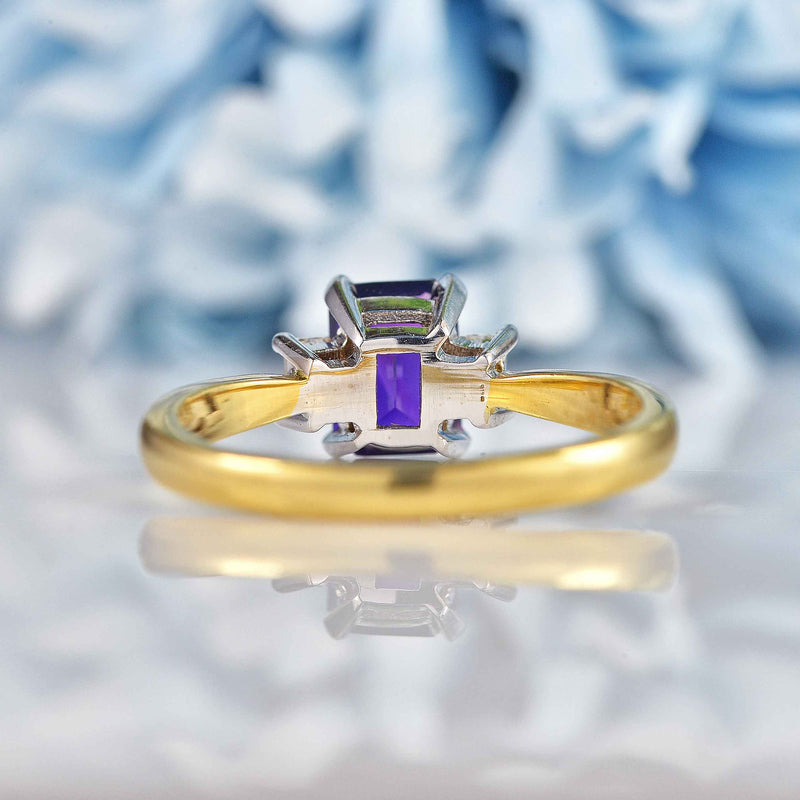 Ellibelle Jewellery Amethyst & Diamond 18ct Gold Three-Stone Engagement Ring