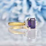 Ellibelle Jewellery Amethyst & Diamond 18ct Gold Three-Stone Engagement Ring