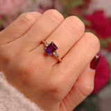 Ellibelle Jewellery Amethyst & Diamond 18ct Gold Three-Stone ring