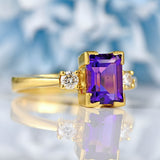 Ellibelle Jewellery Amethyst & Diamond 18ct Gold Three-Stone ring