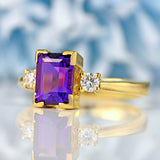 Ellibelle Jewellery Amethyst & Diamond 18ct Gold Three-Stone ring