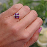 Ellibelle Jewellery Amethyst & Diamond 9ct Gold Cluster Ring