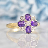 Ellibelle Jewellery Amethyst & Diamond 9ct Gold Cluster Ring