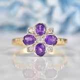 Ellibelle Jewellery Amethyst & Diamond 9ct Gold Cluster Ring