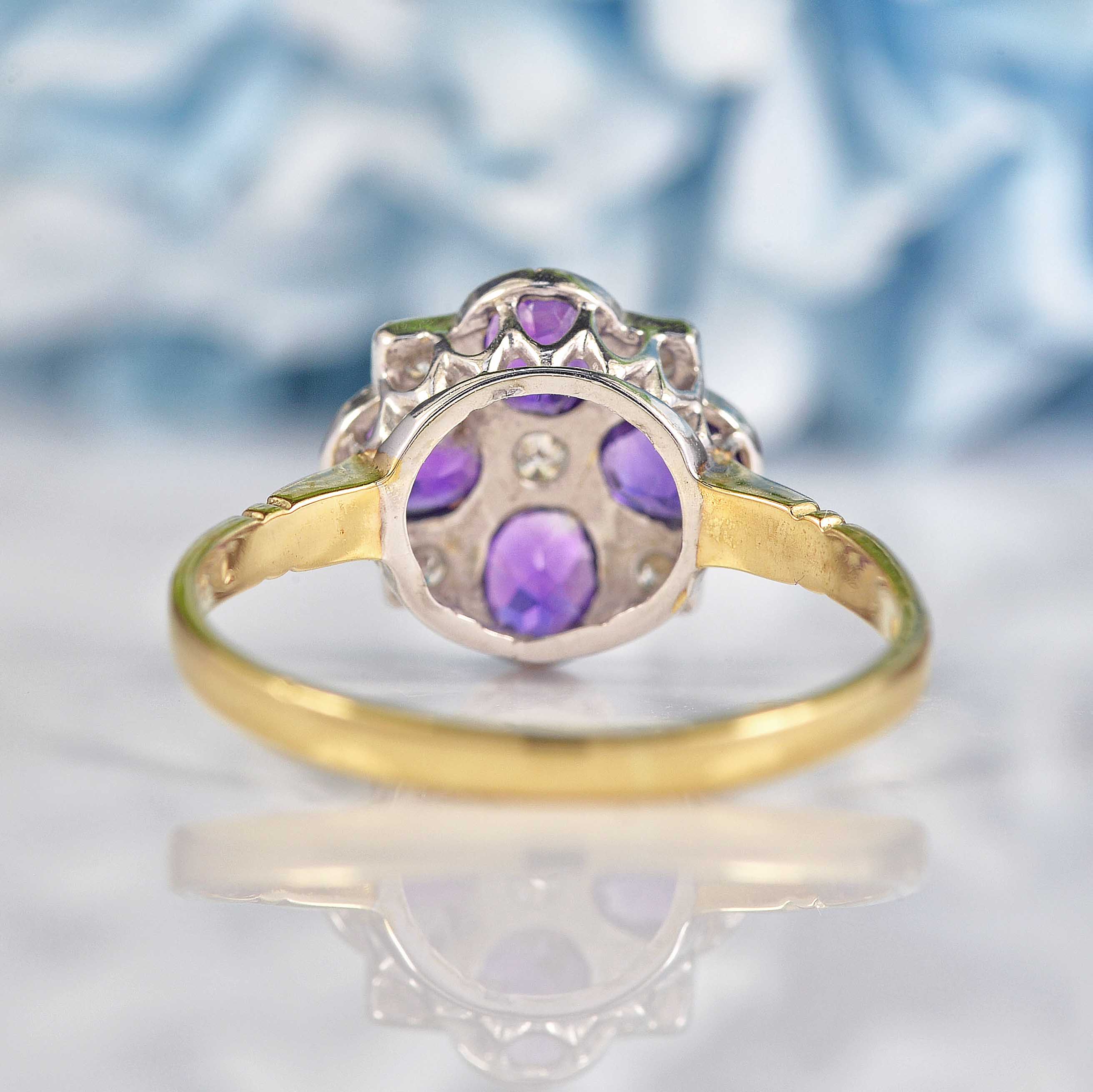 Ellibelle Jewellery Amethyst & Diamond 9ct Gold Cluster Ring