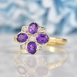 Ellibelle Jewellery Amethyst & Diamond 9ct Gold Cluster Ring