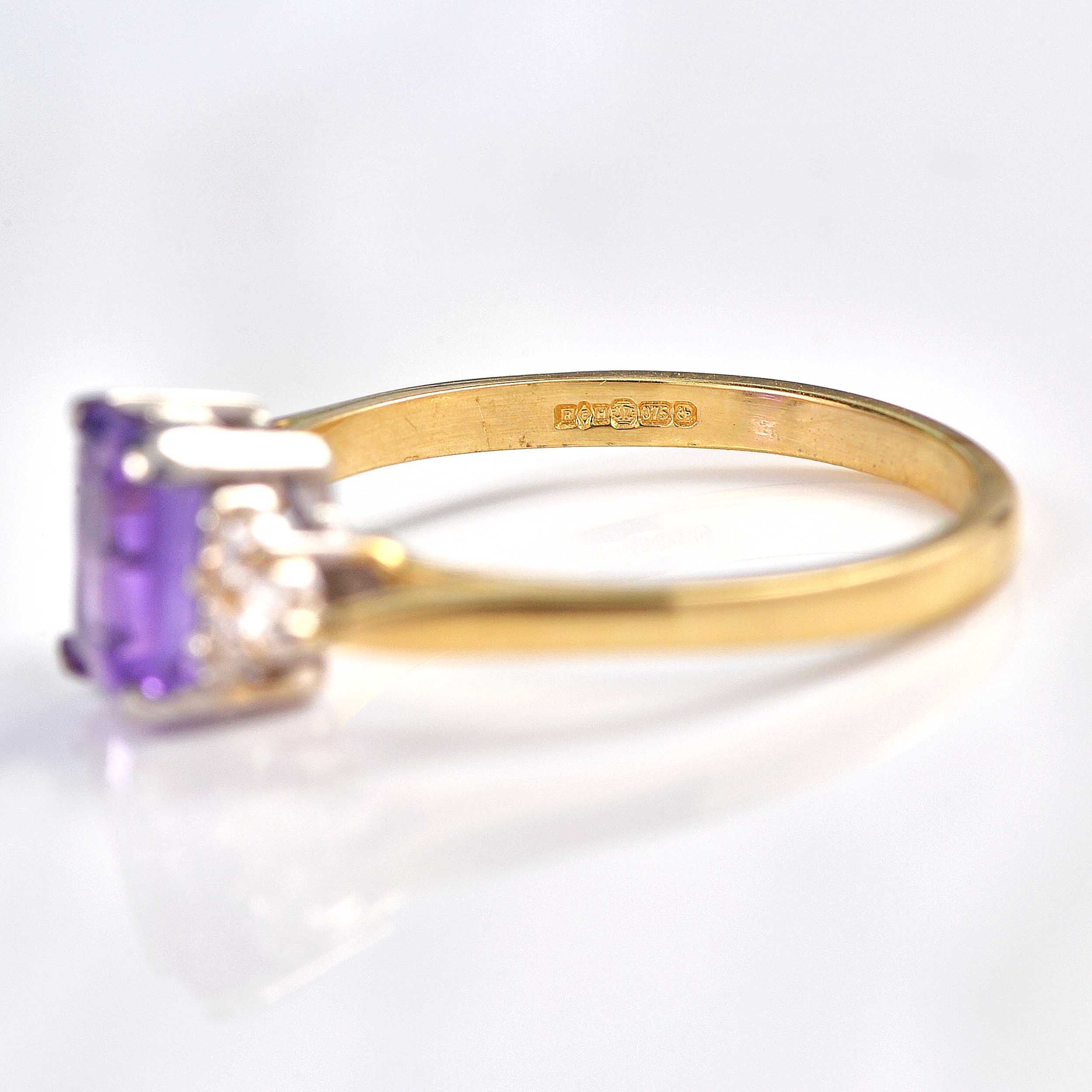 Ellibelle Jewellery Amethyst & Diamond 9ct Gold Seven-Stone Ring