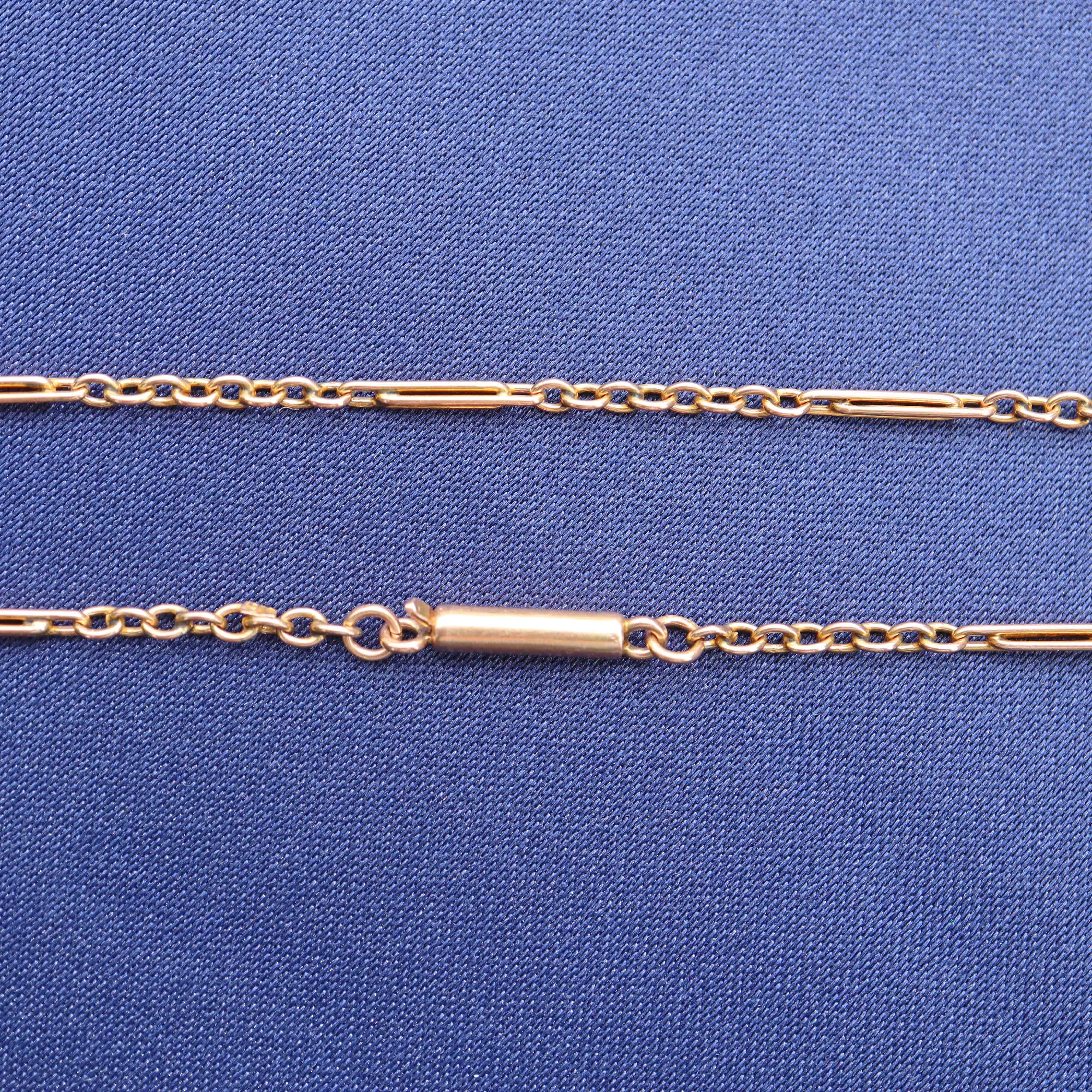 16 Inch 9ct Necklace Chain Antique 16 Inch 9ct Rose Gold Oval Bar