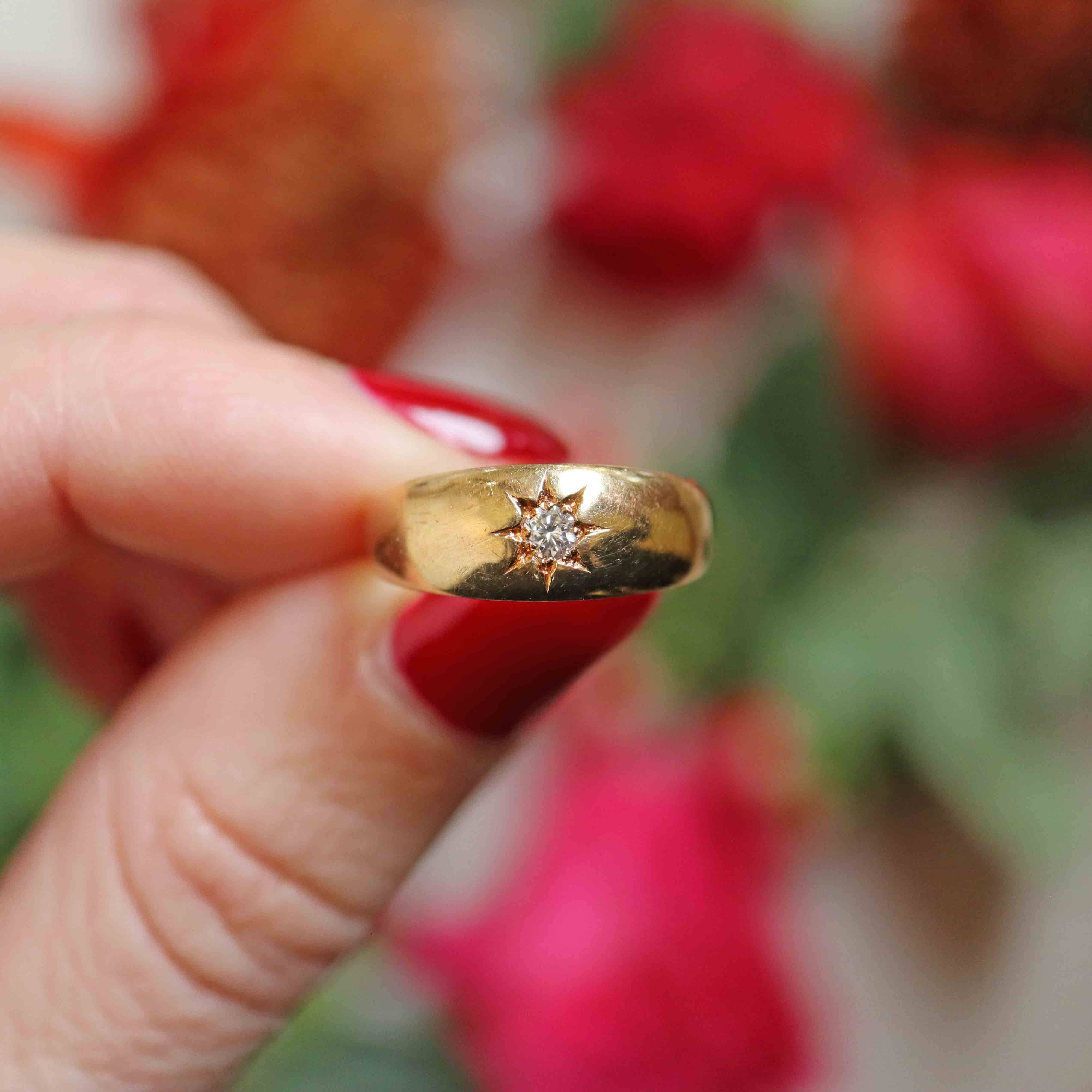 Ellibelle Jewellery Antique 1902 Edwardian Diamond 18ct Gold Star-Set Gyspy Ring