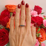 Ellibelle Jewellery Antique 1918 Edwardian Sapphire & Diamond 18ct Gold Engagement Ring