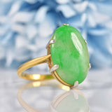 Ellibelle Jewellery Antique Art Deco Jade 18ct Gold & Platinum Ring (7.20ct)