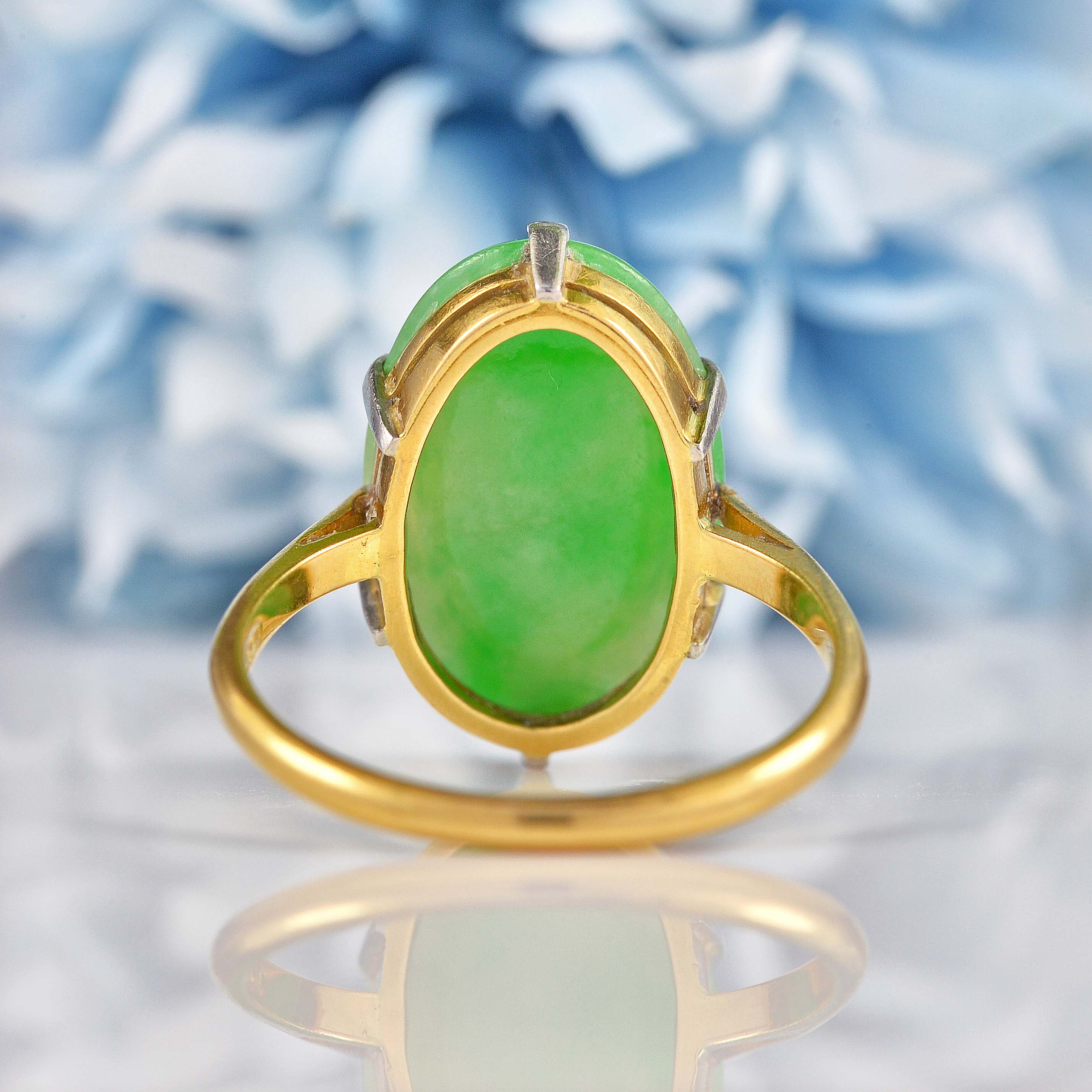 Ellibelle Jewellery Antique Art Deco Jade 18ct Gold & Platinum Ring (7.20ct)