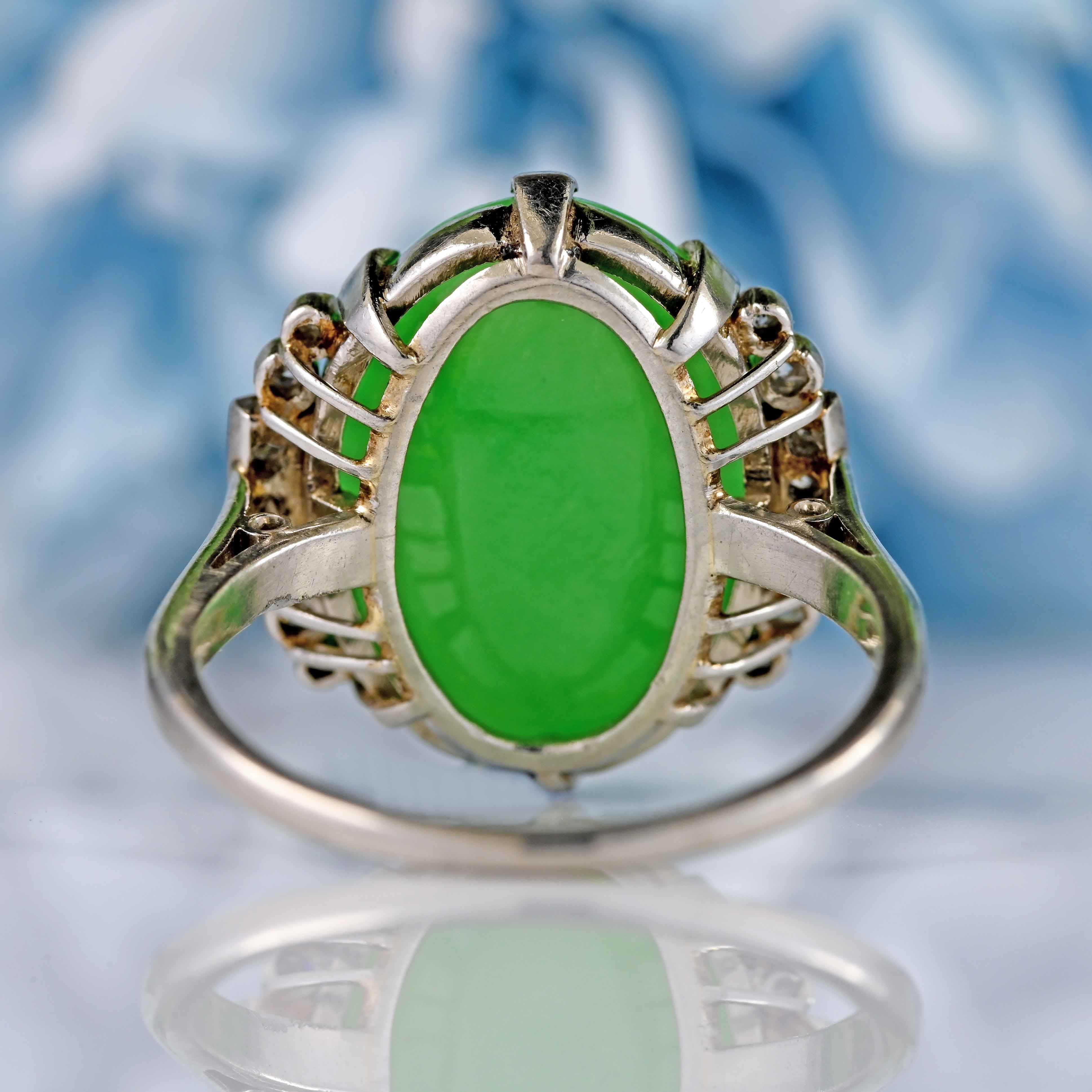 Ellibelle Jewellery Antique Art Deco Jade & Diamond Platinum Ring