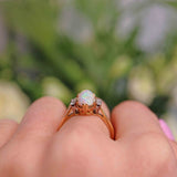 Ellibelle Jewellery Antique Art Deco Opal & Diamond Gold Engagement Ring