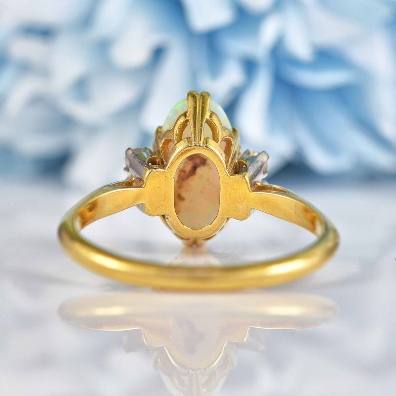 Ellibelle Jewellery Antique Art Deco Opal & Diamond Gold Engagement Ring