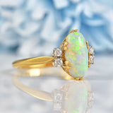 Ellibelle Jewellery Antique Art Deco Opal & Diamond Gold Engagement Ring