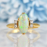 Ellibelle Jewellery Antique Art Deco Opal & Diamond Gold Engagement Ring