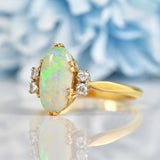 Ellibelle Jewellery Antique Art Deco Opal & Diamond Gold Engagement Ring