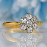 Ellibelle Jewellery Antique Edwardian 18ct Gold Diamond Daisy Cluster Engagement Ring