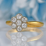 Ellibelle Jewellery Antique Edwardian 18ct Gold Diamond Daisy Cluster Engagement Ring