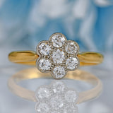 Ellibelle Jewellery Antique Edwardian 18ct Gold Diamond Daisy Cluster Engagement Ring