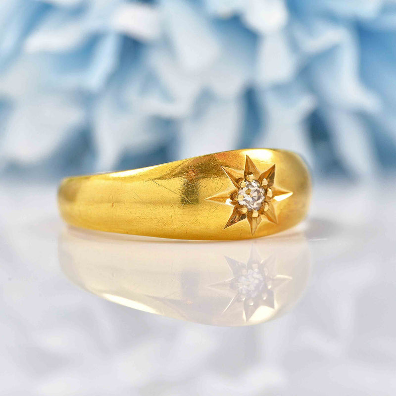 Ellibelle Jewellery Antique Edwardian Diamond 18ct Gold Gyspy Starburst Ring