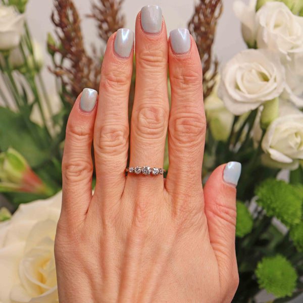 Ellibelle Jewellery Antique Edwardian Diamond 18ct Gold & Platinum Five-Stone Ring (0.95cts)