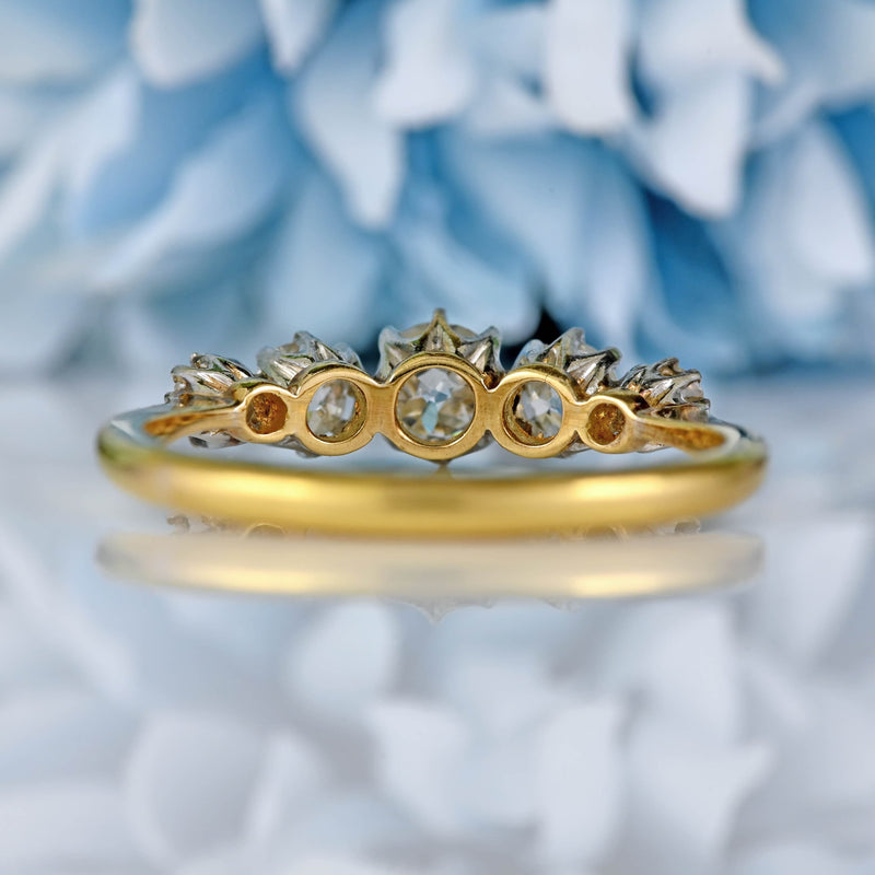 Ellibelle Jewellery Antique Edwardian Diamond 18ct Gold & Platinum Five-Stone Ring (0.95cts)