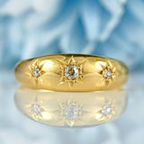 Ellibelle Jewellery Antique Edwardian Diamond 18ct Gold Starburst Three-Stone Gypsy Ring