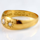 Ellibelle Jewellery Antique Edwardian Diamond 18ct Gold Starburst Three-Stone Gypsy Ring