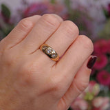 Ellibelle Jewellery Antique Edwardian Diamond 18ct Gold Starburst Three-Stone Gypsy Ring