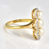 Ellibelle Jewellery Antique Edwardian Natural Pearl & Diamond 18ct Gold Ring