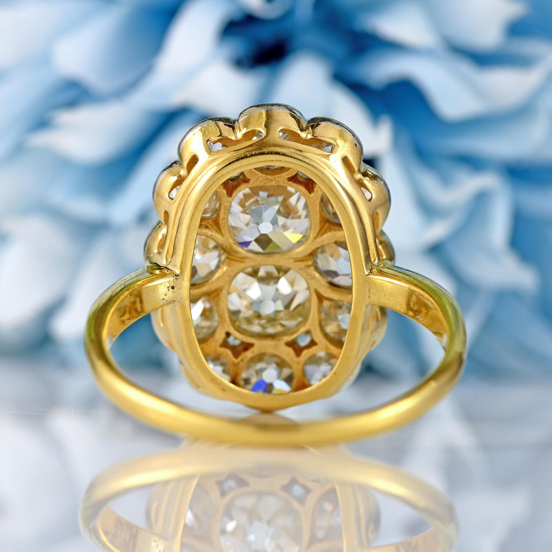 Ellibelle Jewellery Antique Edwardian Old-Cut Diamond 18ct Gold & Platinum Cluster Ring