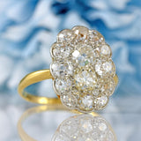 Ellibelle Jewellery Antique Edwardian Old-Cut Diamond 18ct Gold & Platinum Cluster Ring