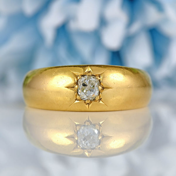 Ellibelle Jewellery Antique Edwardian Old Cut Diamond 18ct Yellow Gold Gypsy Ring