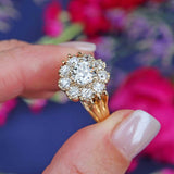 Ellibelle Jewellery Antique Edwardian Old-Mine-Cut Diamond 18ct Gold Cluster Ring (2.25cts)