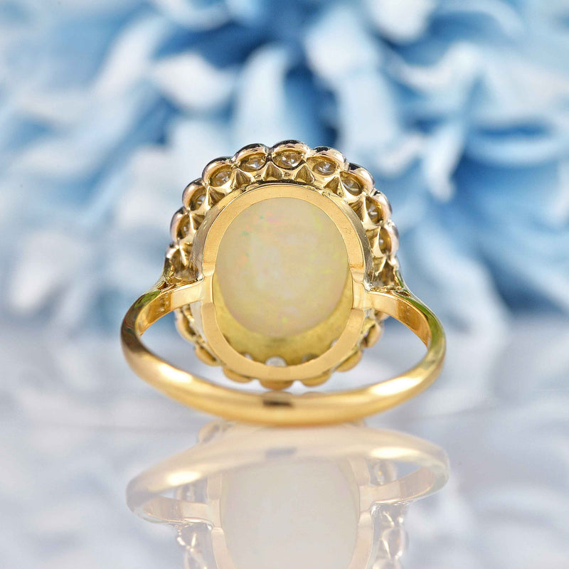 Ellibelle Jewellery Antique Edwardian Opal & Diamond 18ct Gold Cluster Ring