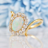 Ellibelle Jewellery Antique Edwardian Opal & Diamond 18ct Gold Engagement Ring