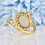 Ellibelle Jewellery Antique Edwardian Opal & Diamond 18ct Gold Engagement Ring