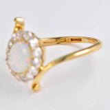 Ellibelle Jewellery Antique Edwardian Opal & Diamond 18ct Gold Engagement Ring