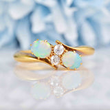 Ellibelle Jewellery Antique Edwardian Opal & Diamond 18ct Gold Engagement Ring