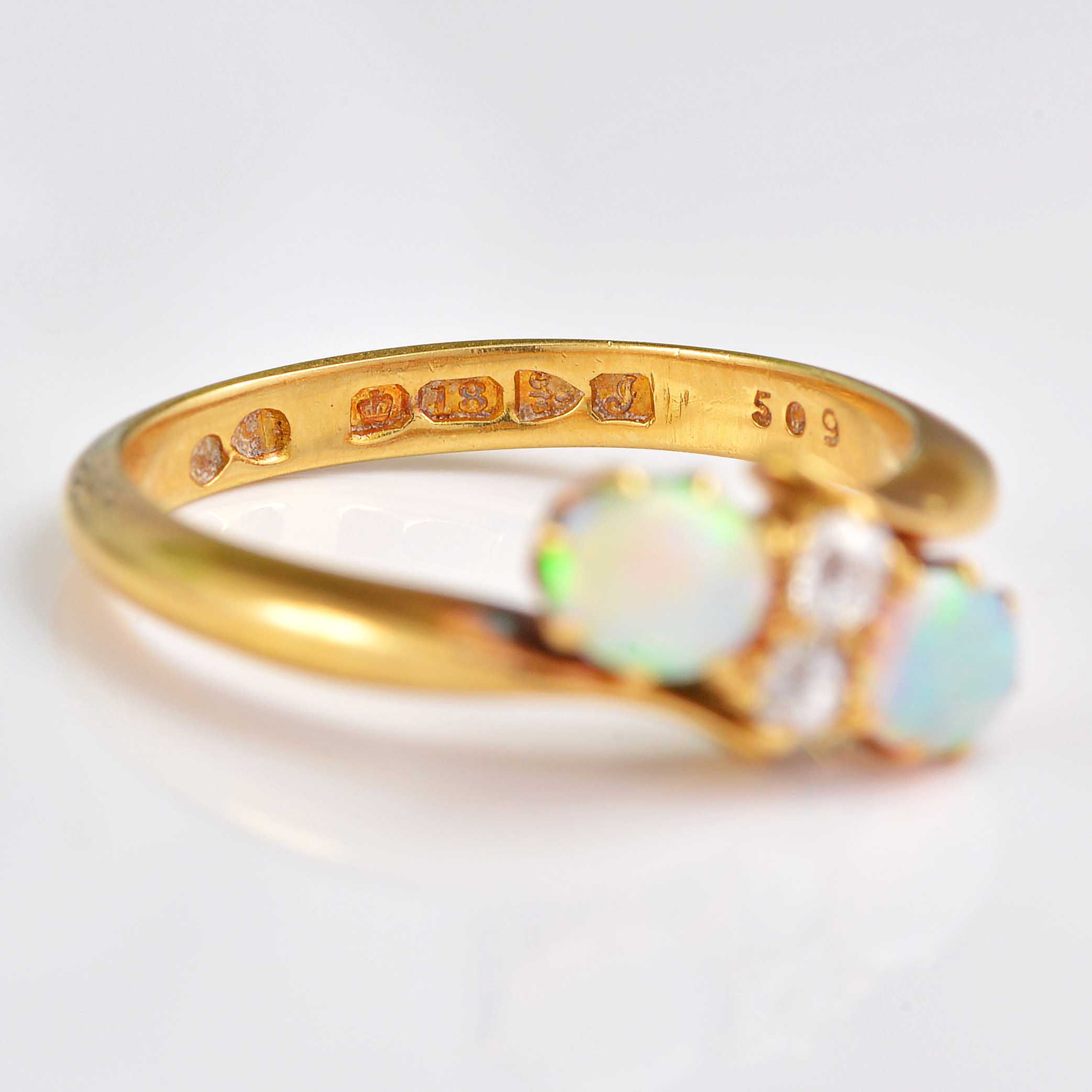 Ellibelle Jewellery Antique Edwardian Opal & Diamond 18ct Gold Engagement Ring