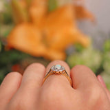 Ellibelle Jewellery Antique Edwardian Opal & Diamond 18ct Gold Platinum Cluster Ring
