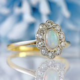 Ellibelle Jewellery Antique Edwardian Opal & Diamond 18ct Gold Platinum Cluster Ring