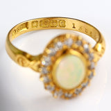 Ellibelle Jewellery Antique Edwardian Opal & Old-Cut Diamond 18ct Gold Cluster Ring