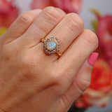 Ellibelle Jewellery Antique Edwardian Opal & Old-Cut Diamond 18ct Gold Cluster Ring