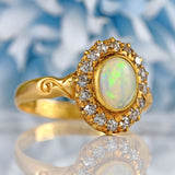 Ellibelle Jewellery Antique Edwardian Opal & Old-Cut Diamond 18ct Gold Cluster Ring